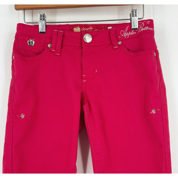 VTG Y2K 90s Apple Bottom Jean Bermuda Shorts Size 3/4 Low Rise Stretch Fuchsia - Picture 3 of 11